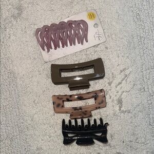 Set of Hair Clips in Purple, Olive, and Black